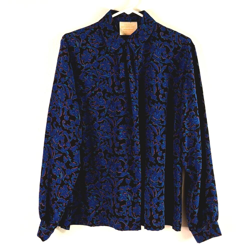 Vintage Country Sophisticates by Pendleton Blue Floral Blouse size 14